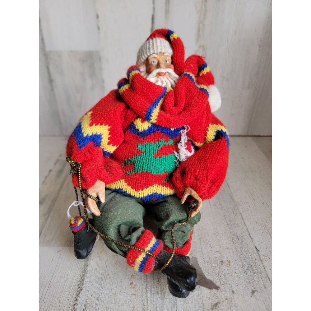 Silvestri Santa Claus vintage ice‎ skating log sweater unique decor figure